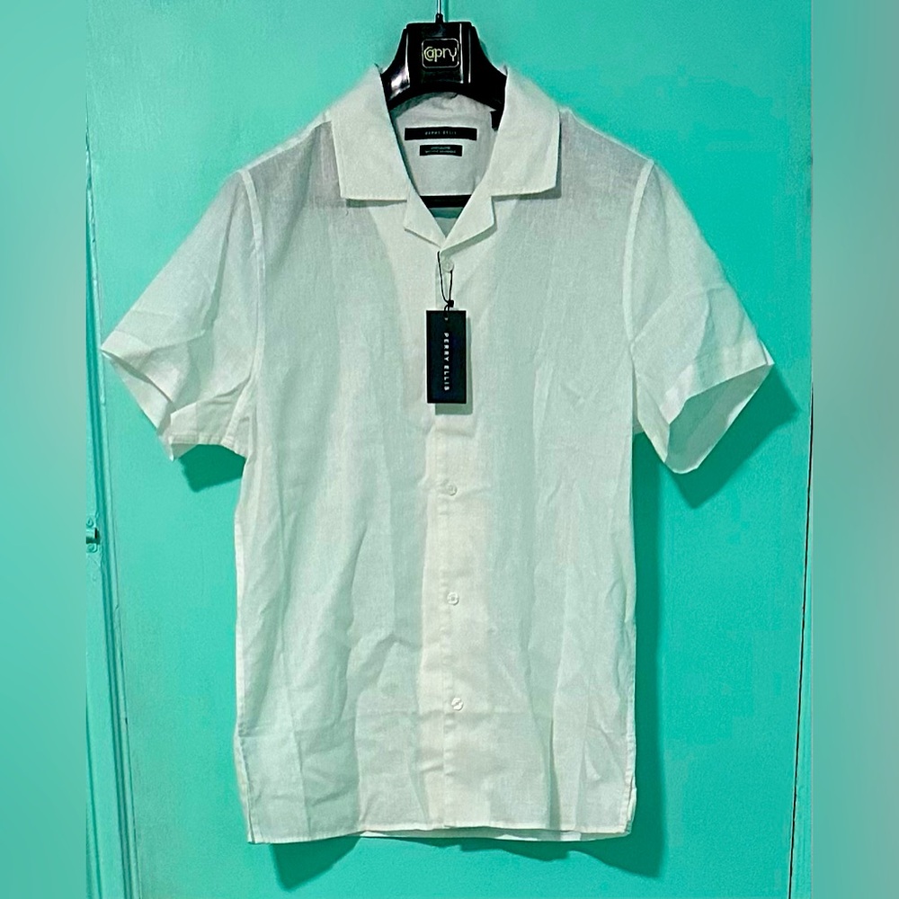 Perry Ellis White Casual Button Down Shirt